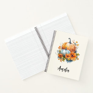 Autumn Pumpkins with Flowers and Foliage Notebook