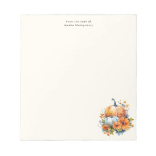 Autumn Pumpkins with Flowers and Foliage Notepad
