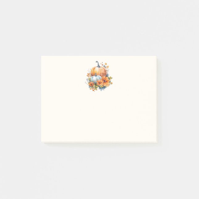 Autumn Pumpkins with Flowers and Foliage Post-it Notes (Front)