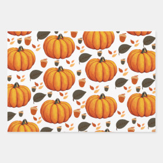 Autumn Pumpkins Wrapping Paper Sheet