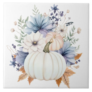 Autumn Punpkin Floral Ceramic Tile