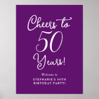 Autumn Purple Cheers to 50 Years Birthday Welcome