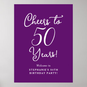 Autumn Purple Cheers to 50 Years Birthday Welcome Poster
