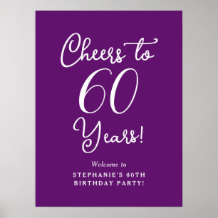 Autumn Purple Cheers to 60 Years Birthday Welcome Poster