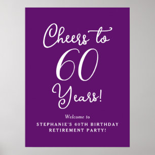 Autumn Purple Cheers to 60 Years Retirement Poster