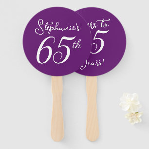 Autumn Purple Cheers to 65 Years 65th Birthday Hand Fan