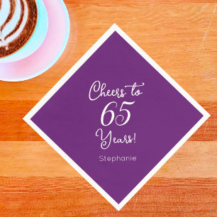 Autumn Purple Cheers to 65 Years 65th Birthday Napkin
