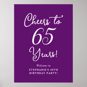 Autumn Purple Cheers to 65 Years 65th Birthday Poster