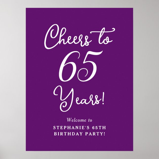 Autumn Purple Cheers to 65 Years 65th Birthday Poster (Front)
