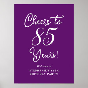 Autumn Purple Cheers to 85 Years Birthday Welcome Poster