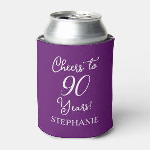 Autumn Purple Cheers to 90 Years 90th Birthday Can Cooler