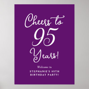 Autumn Purple Cheers to 95 Years Birthday Welcome Poster
