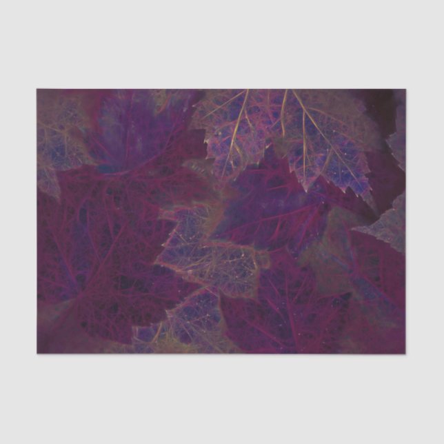 Autumn Purple Glowing Dark Maple Leaves Tissue Paper (Front)