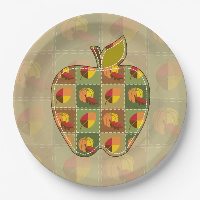 Autumn Quilt Paper Plate (Front)