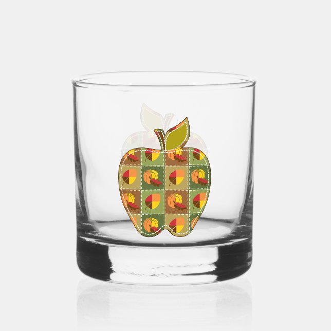 Autumn Quilt Whiskey Glass (Front)