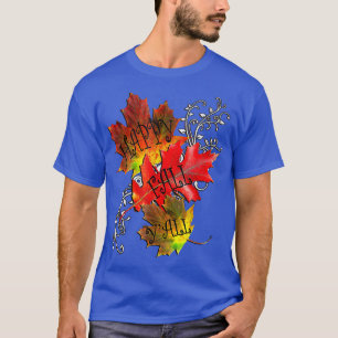 Autumn Quote Happy Fall Yall, Pattern Leaves Fall  T-Shirt