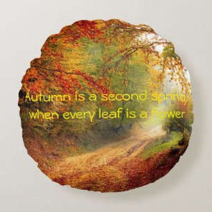 Autumn quote round cushion