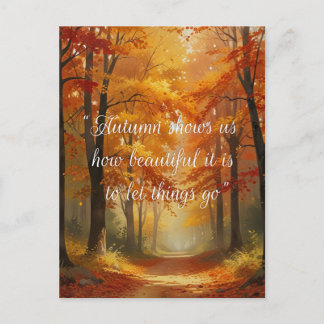 Autumn Quotes Forest Trees Leaves Ways Postcard