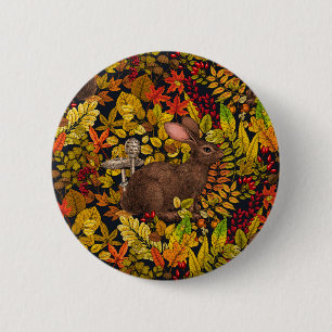 Autumn Rabbit on black 6 Cm Round Badge
