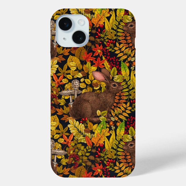 Autumn Rabbit on black Case-Mate iPhone Case (Back)