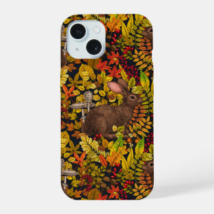 Autumn Rabbit on black iPhone 15 Case