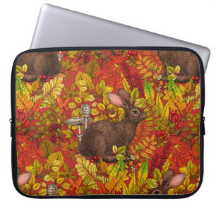 Autumn Rabbit on black Laptop Sleeve