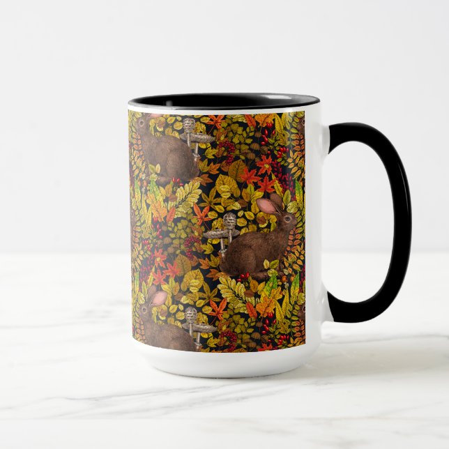 Autumn Rabbit on black Mug (Right)