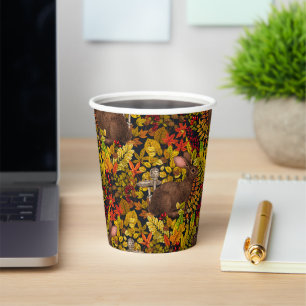 Autumn Rabbit on black Paper Cups