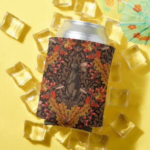 Autumn rabbit on brown can cooler