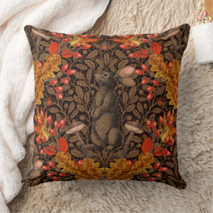 Autumn rabbit on brown cushion