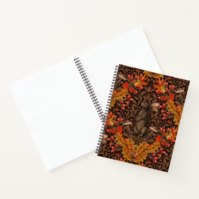 Autumn rabbit on brown notebook (Inside)