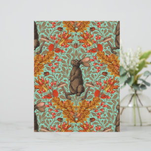 Autumn rabbit on light green