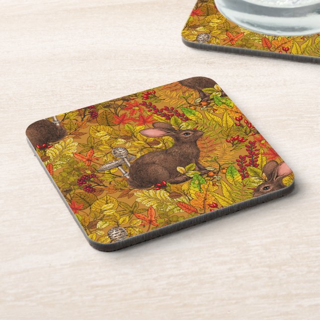 Autumn Rabbit on ochre Coaster (Left Side)