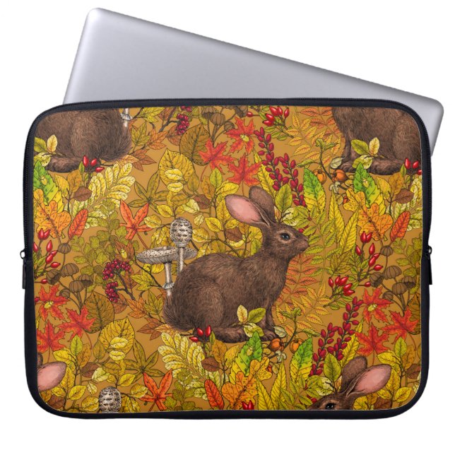 Autumn Rabbit on ochre Laptop Sleeve (Front)