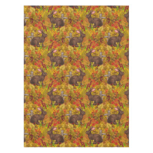 Autumn Rabbit on ochre Tablecloth