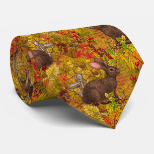 Autumn Rabbit on ochre Tie