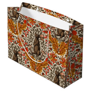 Autumn rabbit on off white large gift bag