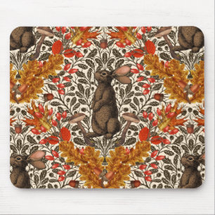 Autumn rabbit on off white mouse pad