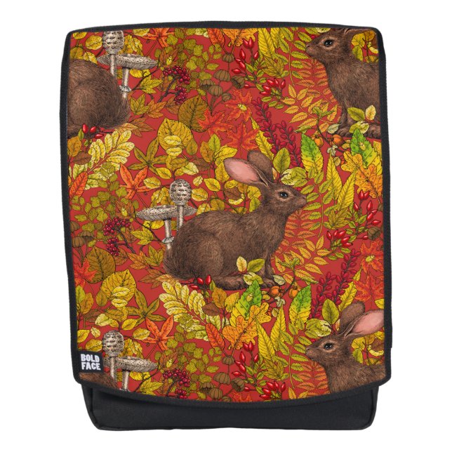 Autumn Rabbit on red Backpack (Front)