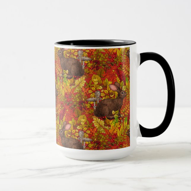 Autumn Rabbit on red Mug (Right)