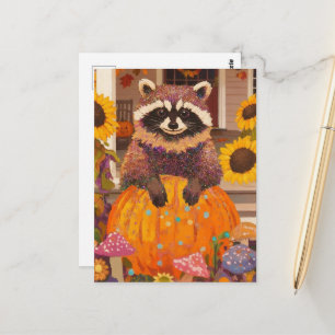 Autumn Raccoon Postcard