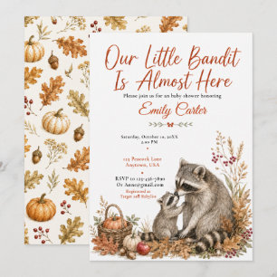 Autumn Racoon Baby Shower Invitation