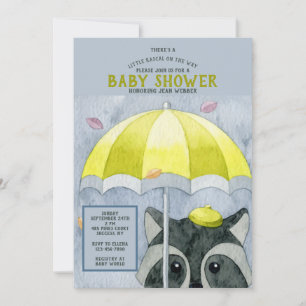 Autumn Racoon Baby Shower Invitation