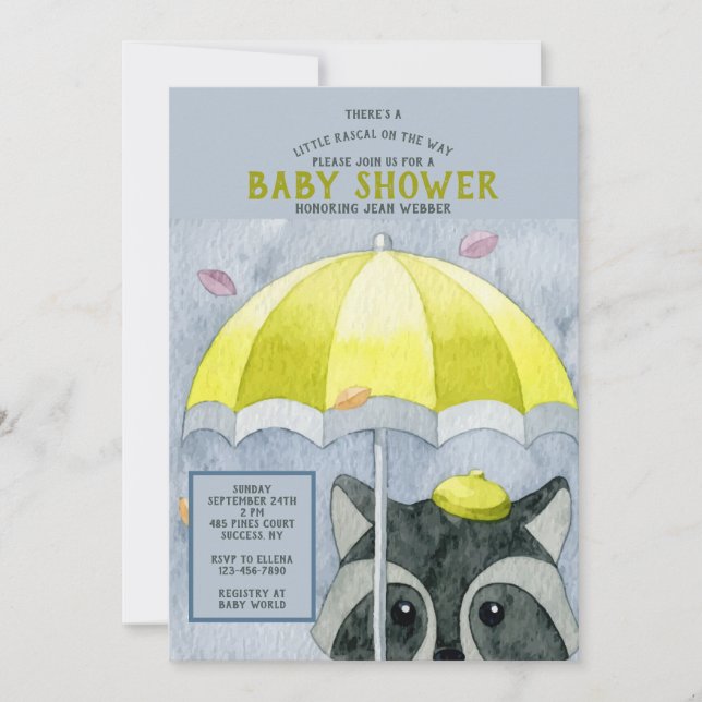 Autumn Racoon Baby Shower Invitation (Front)