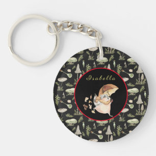 Autumn Racoon Customise Text and Colour Key Ring