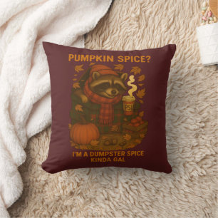 Autumn Racoon Funny Pumpkin Spice Latte Cushion