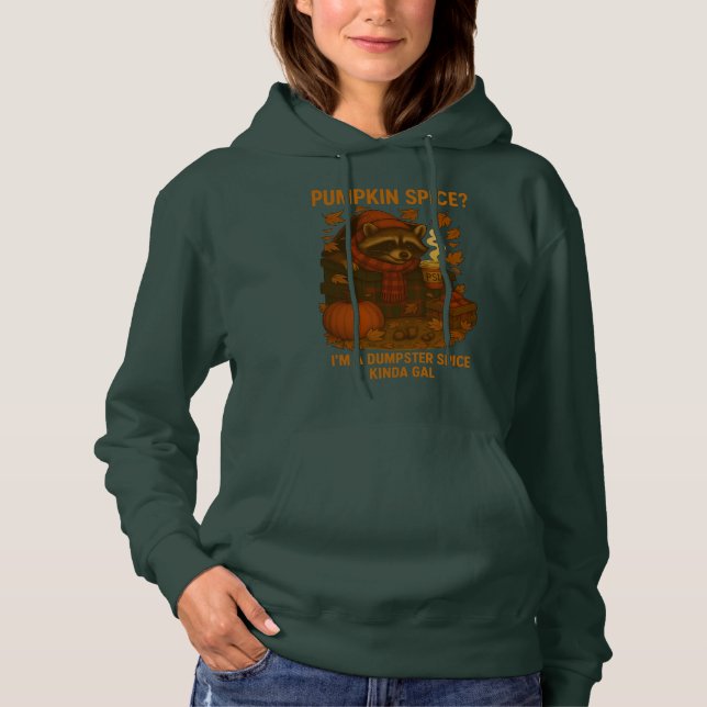 Autumn Racoon Funny Pumpkin Spice Latte Hoodie (Front)