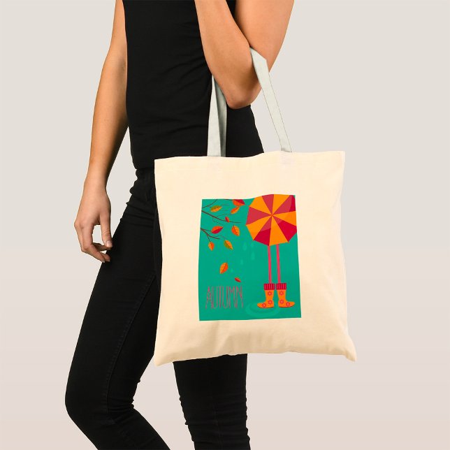 Autumn Rain Boots and Umbrella Fall Leaves  Tote Bag (Creator Uploaded)