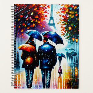 Autumn Rain Eiffel Tower Paris France Planner