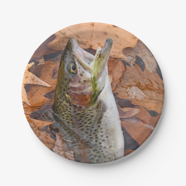 Autumn Rainbow Trout Paper Plate (Front)
